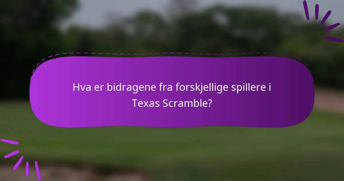 Hva er bidragene fra forskjellige spillere i Texas Scramble?