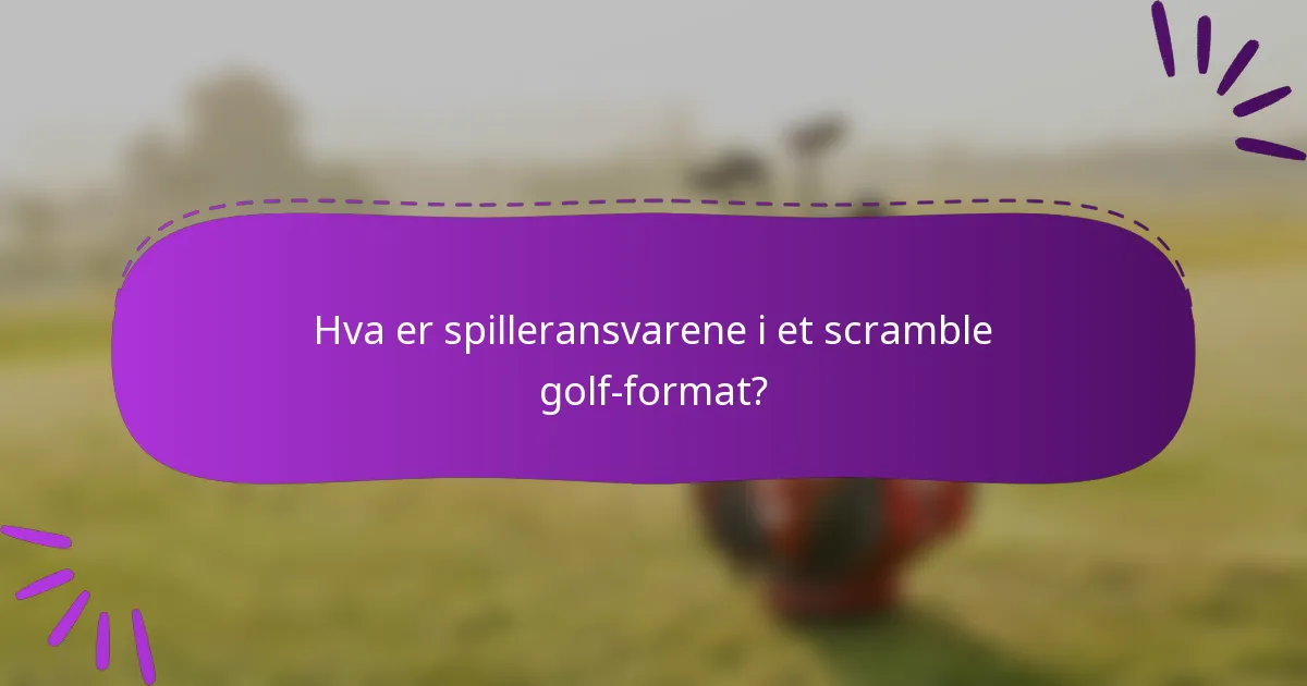 Hva er spilleransvarene i et scramble golf-format?