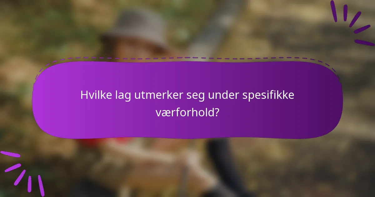 Hvilke lag utmerker seg under spesifikke værforhold?